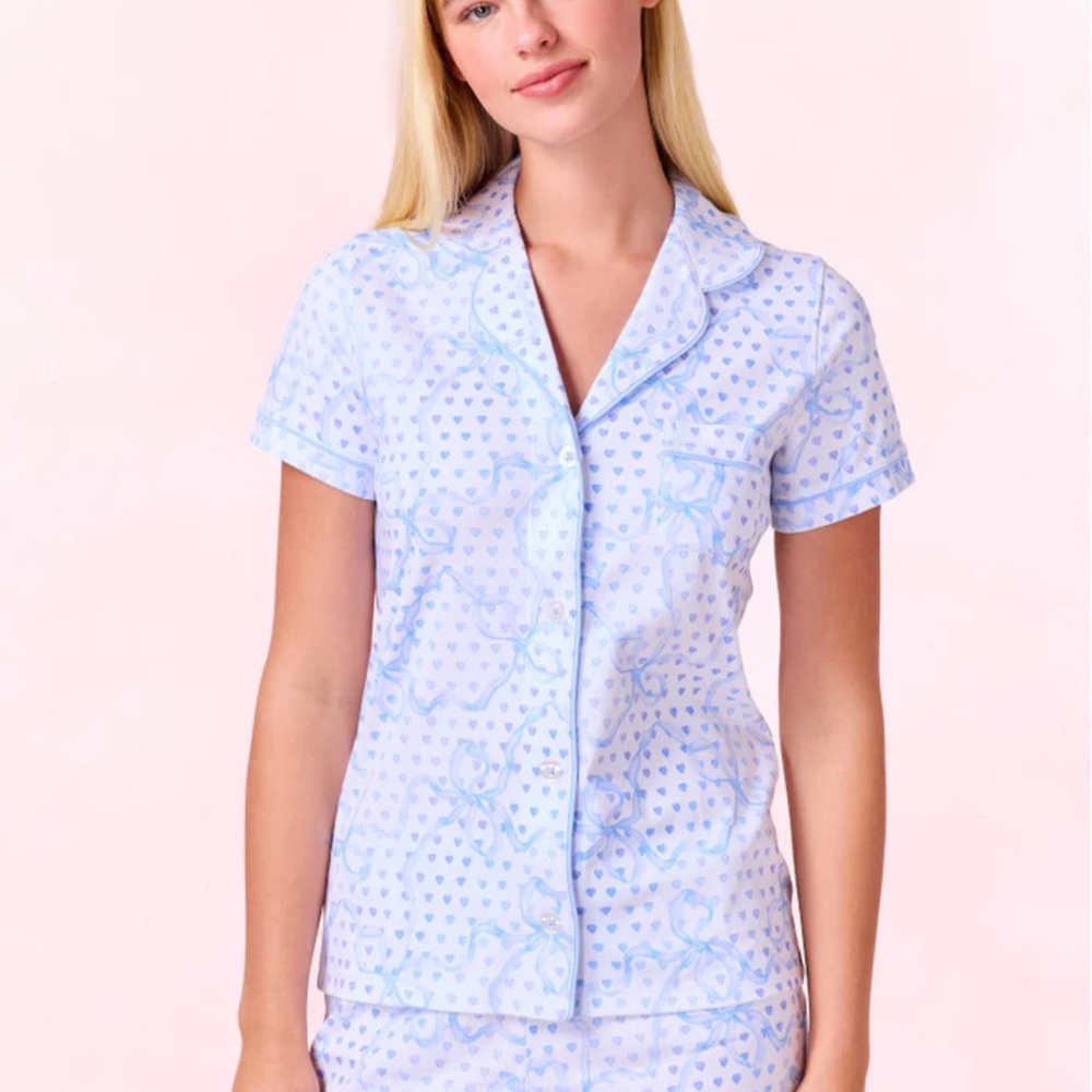 LoveShackFancy X Roller Rabbit Luna Bow Hearts Polo Pajamas